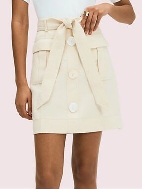 Kate Spade cream cargo mini skirt with a belted waist, Sz 4